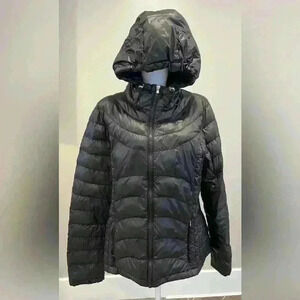 Calvin Klein puffer coat size large black packable lightweight zip down